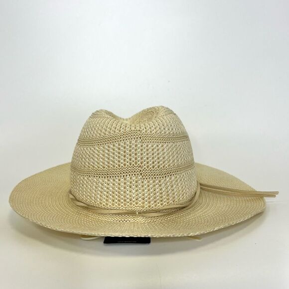 NEW Lucky Brand Stripe Woven Knit Hat Cream One Size - Picture 6 of 12